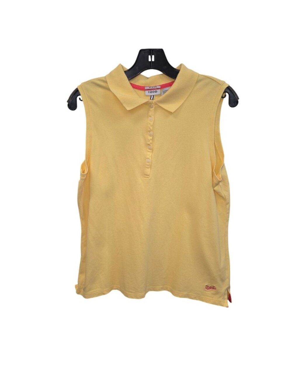 Izod Womens Yellow Sleeveless Stretch Polo Shirt Size L Cotton Blend 4389